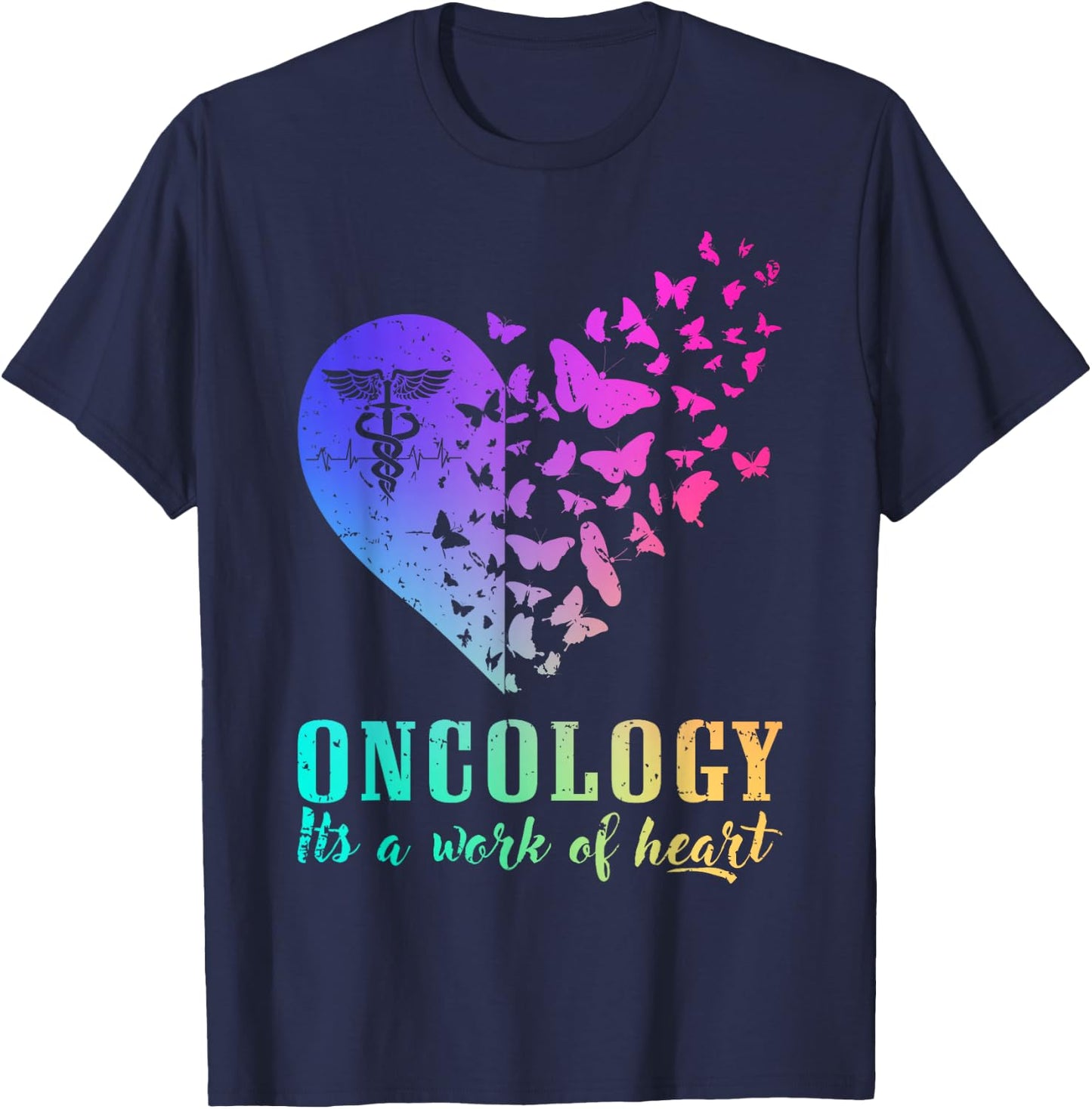 Oncology it’s A Work of Heart T-Shirt - T-Shirt | Navy