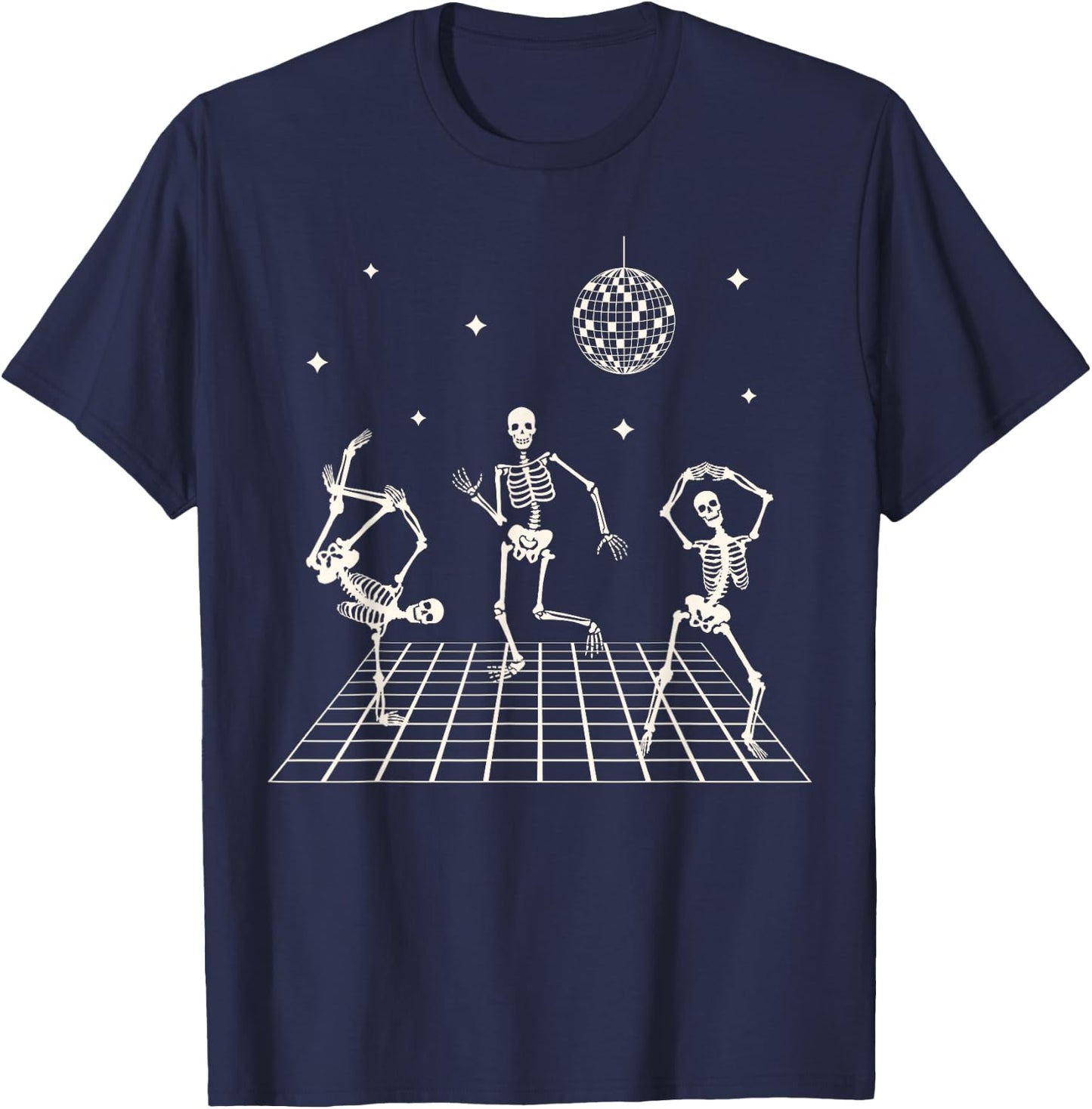 Skeletons Dancing at the Club with a disco ball Halloween T-Shirt - T-Shirt | Navy