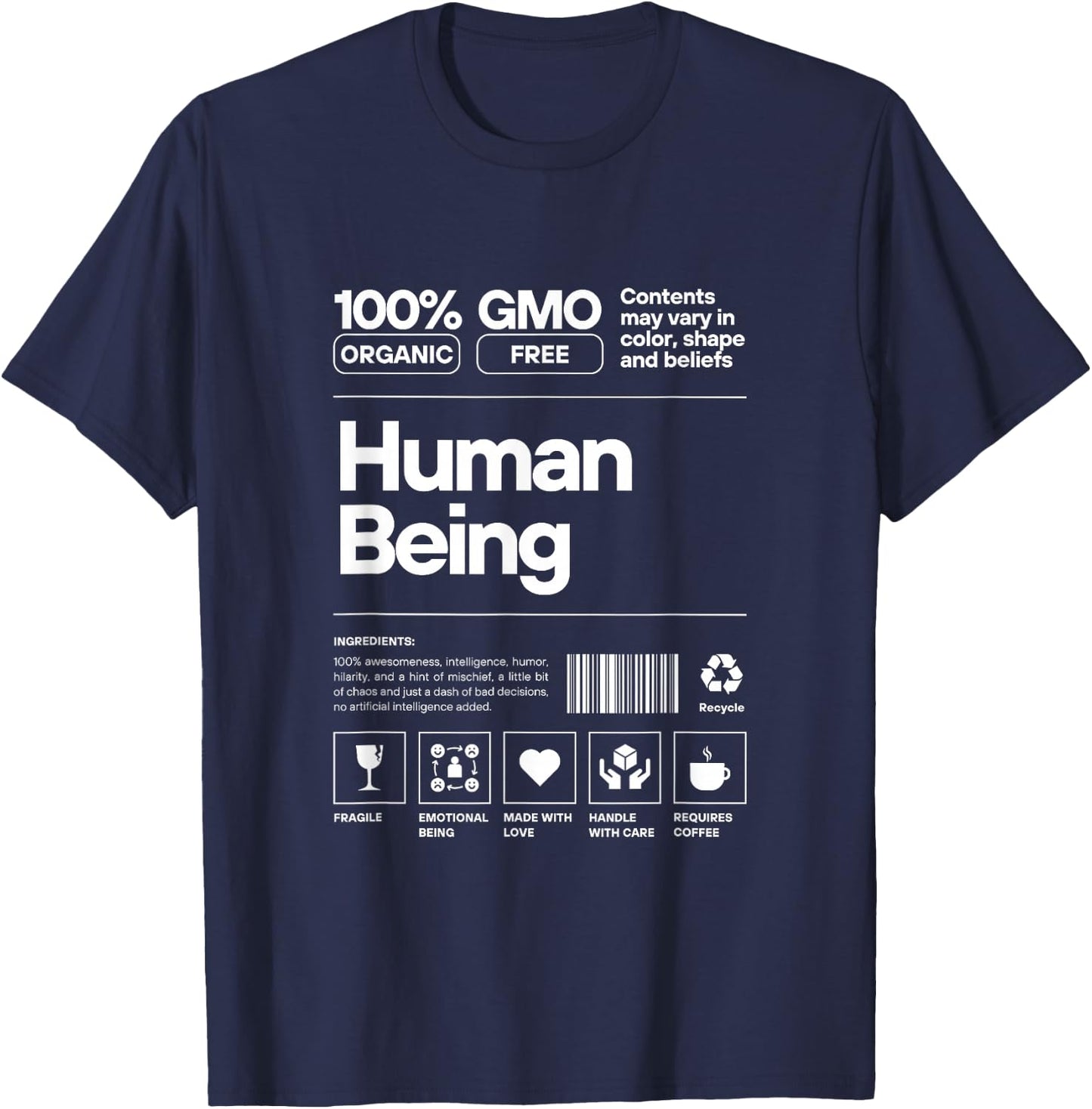 Human Beings Colors May Vary, 100% organic, funny T-Shirt - T-Shirt | Navy