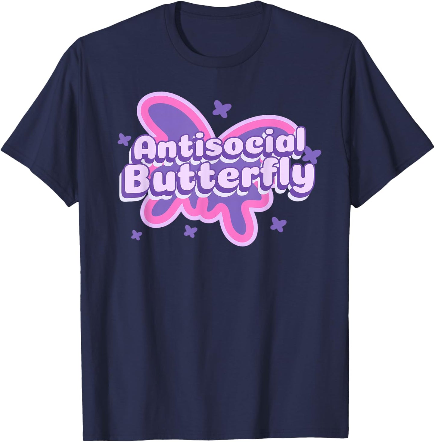 Antisocial Butterfly Funny Social Anxiety Introvert Women T-Shirt - T-Shirt | Navy
