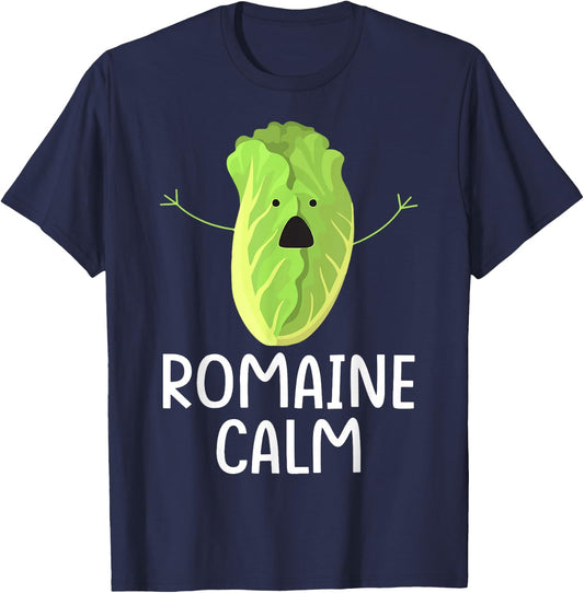 Funny Lettuce Vegetable Gardening Pun Romaine Calm Gardener T-Shirt - T-Shirt | Navy