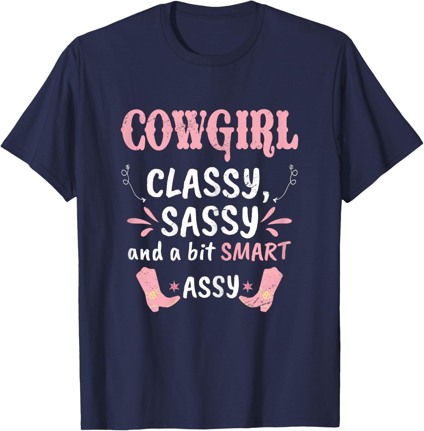 Funny Cowgirl Graphic Women Girls Cowgirl Western Rodeo T-Shirt - T-Shirt | Navy