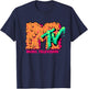Mademark x MTV - MTV Logo Orange Slimy Goo Green Slime Melted MTV T-Shirt - T-Shirt | Navy
