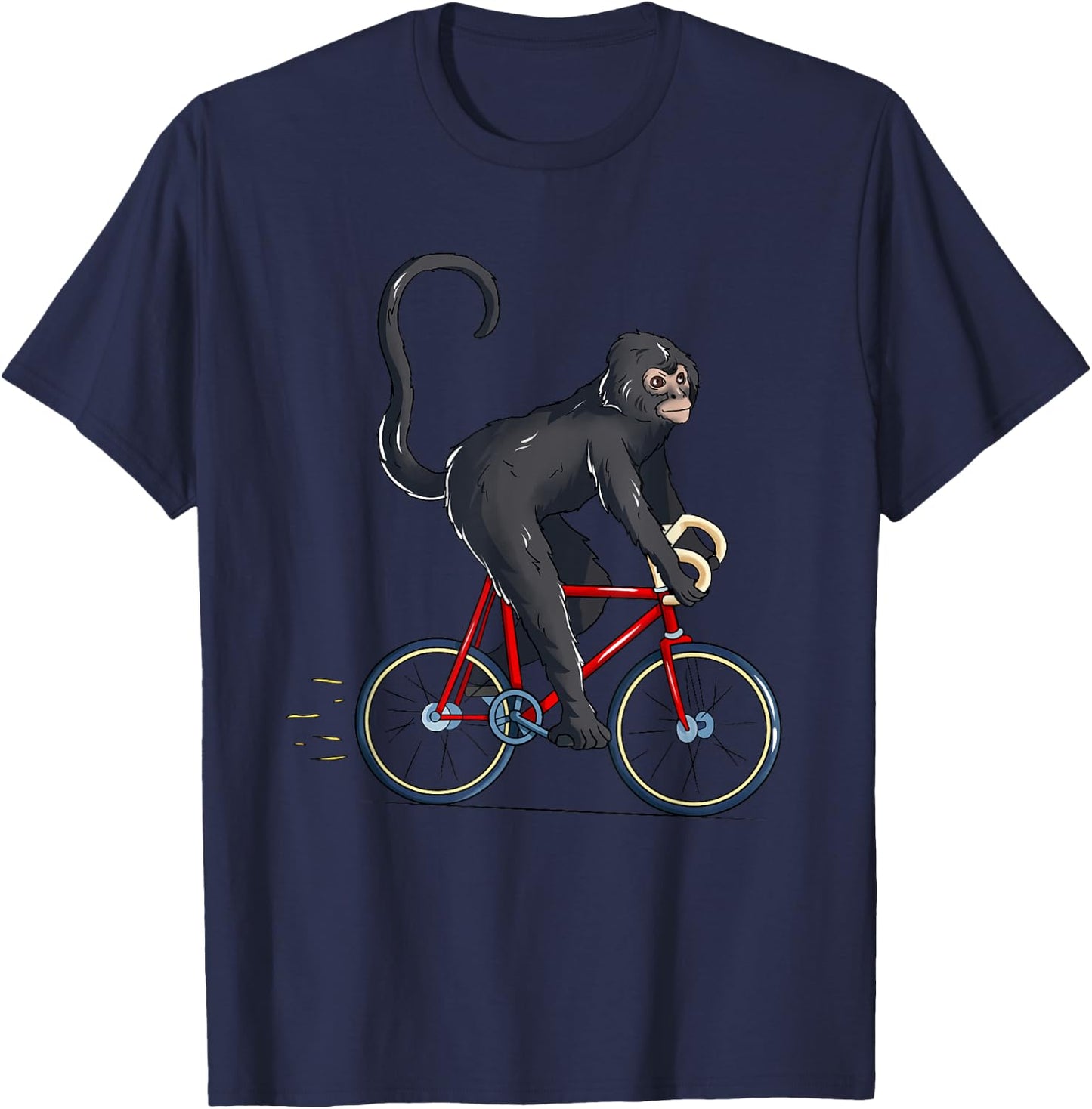 Spider Monkey Riding Bicycle Cute Biker Cyclist T-Shirt - T-Shirt | Navy