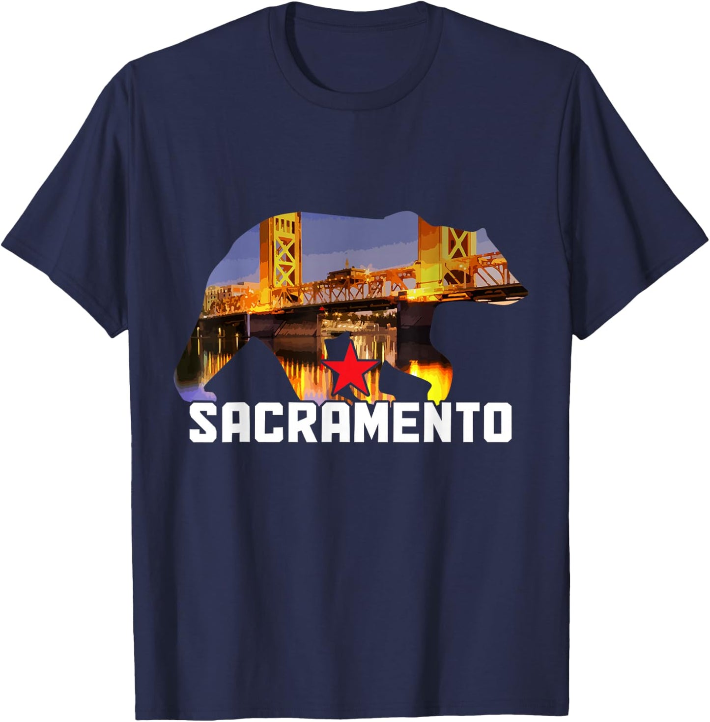 Sacramento California Bear Skyline Pride Vintage T-Shirt - T-Shirt | Navy