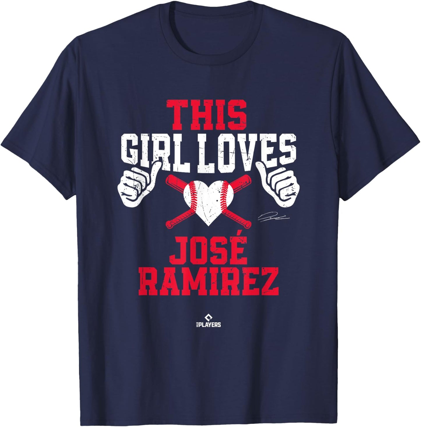 This Girl Loves Jose Ramirez Jose Ramirez Cleveland MLBPA T-Shirt - T-Shirt | Navy
