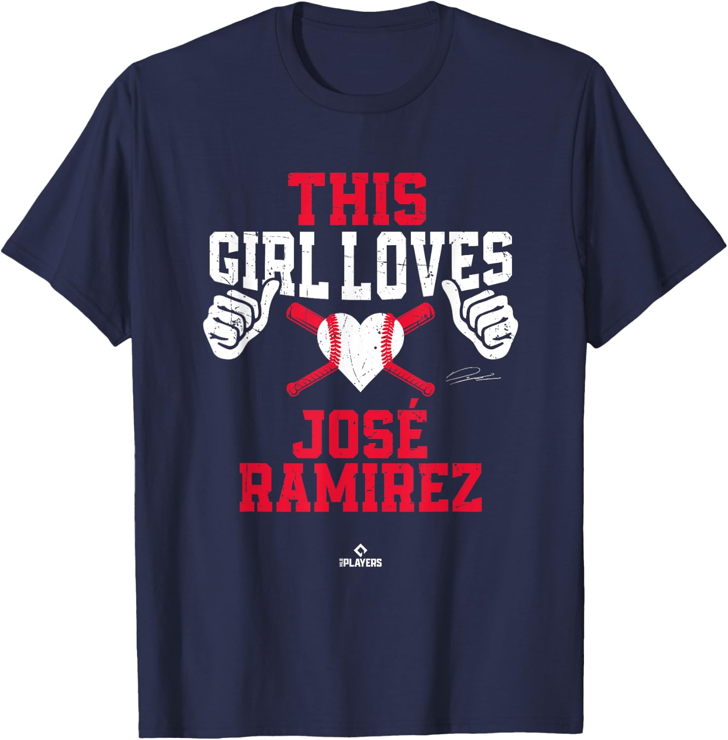This Girl Loves Jose Ramirez Jose Ramirez Cleveland MLBPA T-Shirt - T-Shirt | Navy