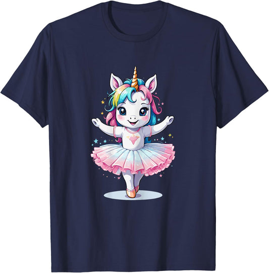 Cute Unique & Modern Unicorn Ballet & Ballerina T-Shirt - T-Shirt | Navy
