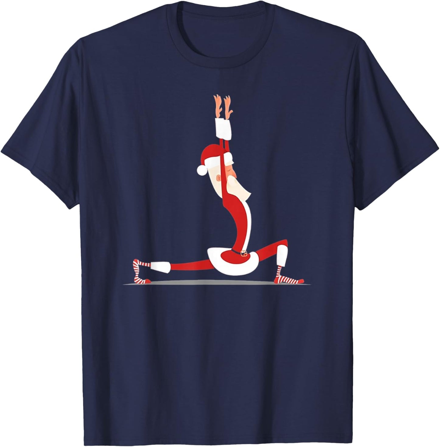 Yoga Christmas Santa Pose Funny Christmas Lovers Costume T-Shirt - T-Shirt | Navy