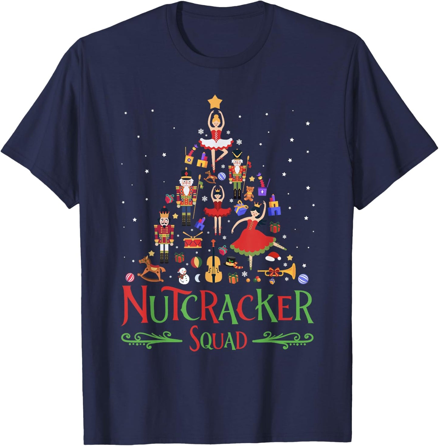 Nutcracker Tree Christmas Holiday Nutcracker Squad Ballet T-Shirt - T-Shirt | Navy