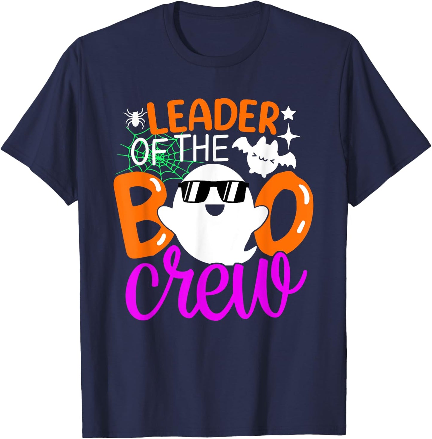 Leader Of The Boo Crew Shirt Funny Halloween Family Matching T-Shirt - T-Shirt | Navy