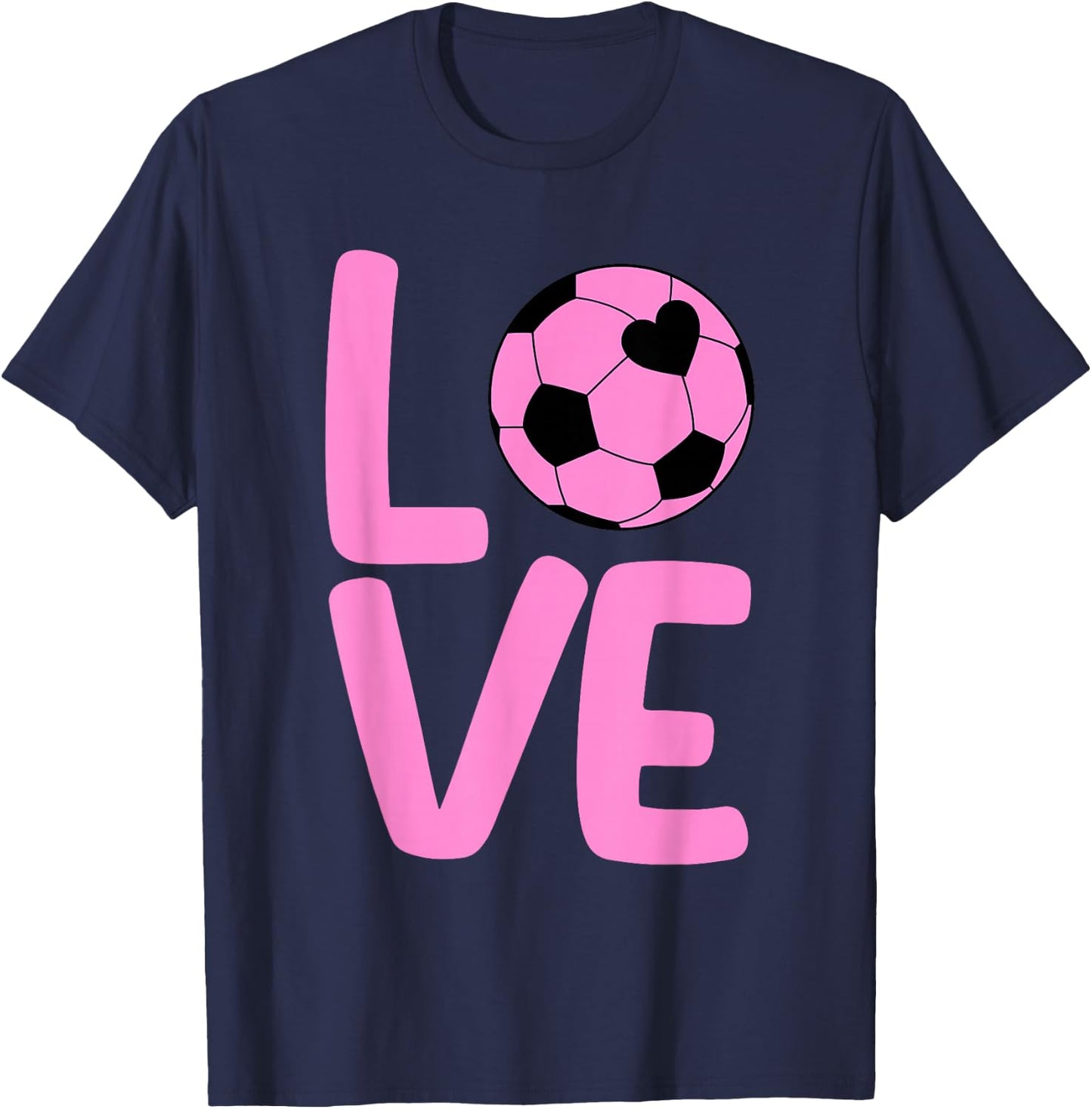 Cute Soccer Design Girls Team Sport Soccer Player T-Shirt - T-Shirt | Navy