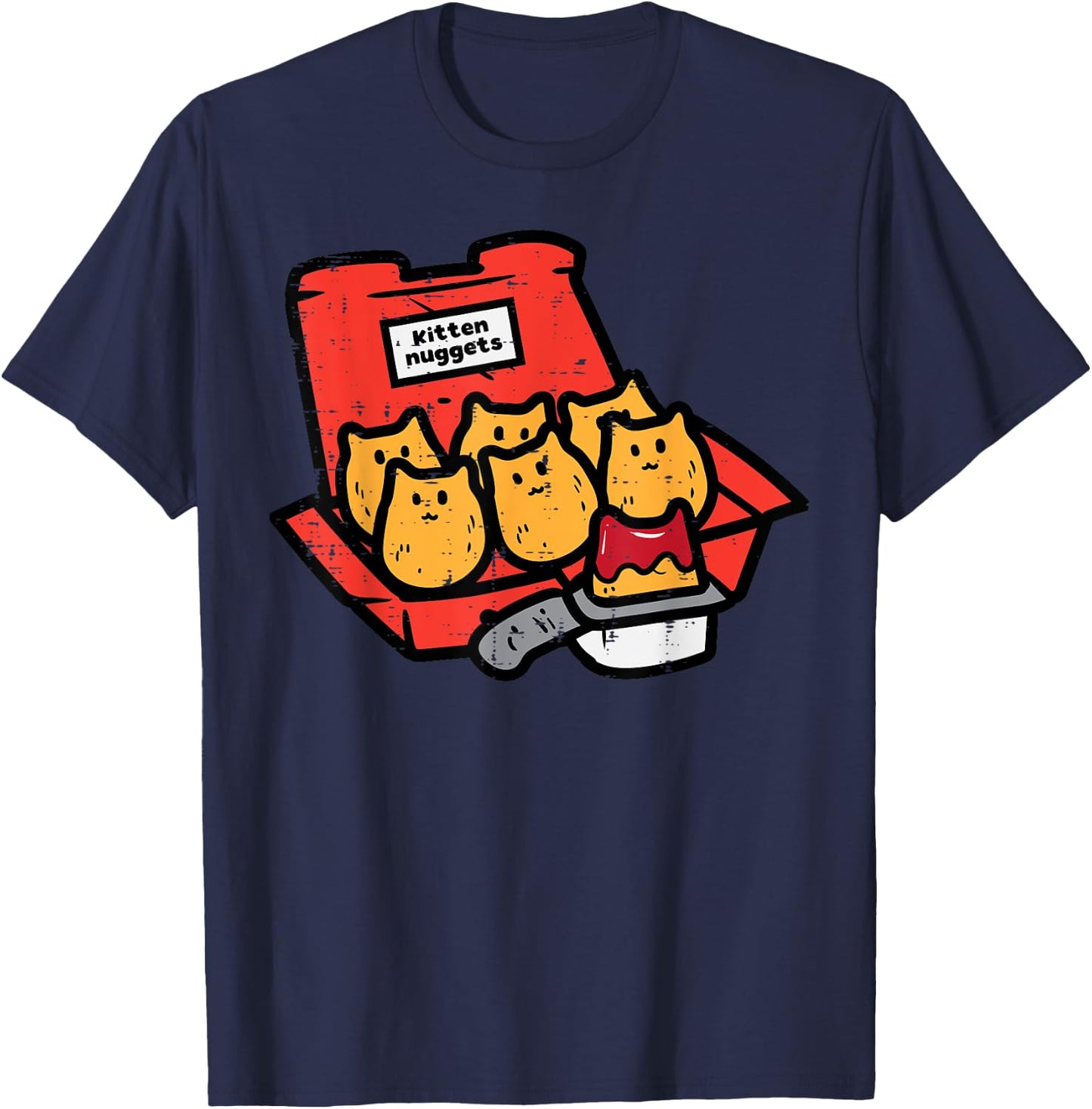 Kitten Nuggets Cute Fast Food Cat Food Lover Girls Boys Kids T-Shirt - T-Shirt | Navy