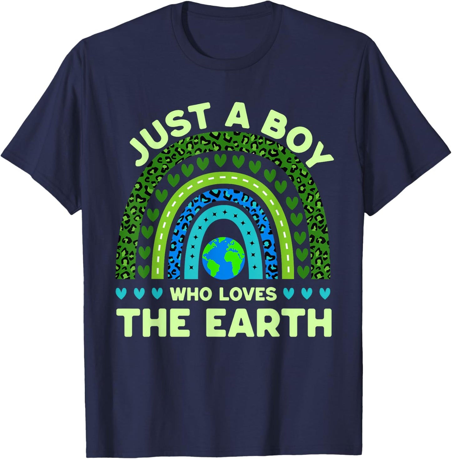 Just A Boy Who Loves The Earth | Earth Day 2024 Rainbow T-Shirt - T-Shirt | Navy