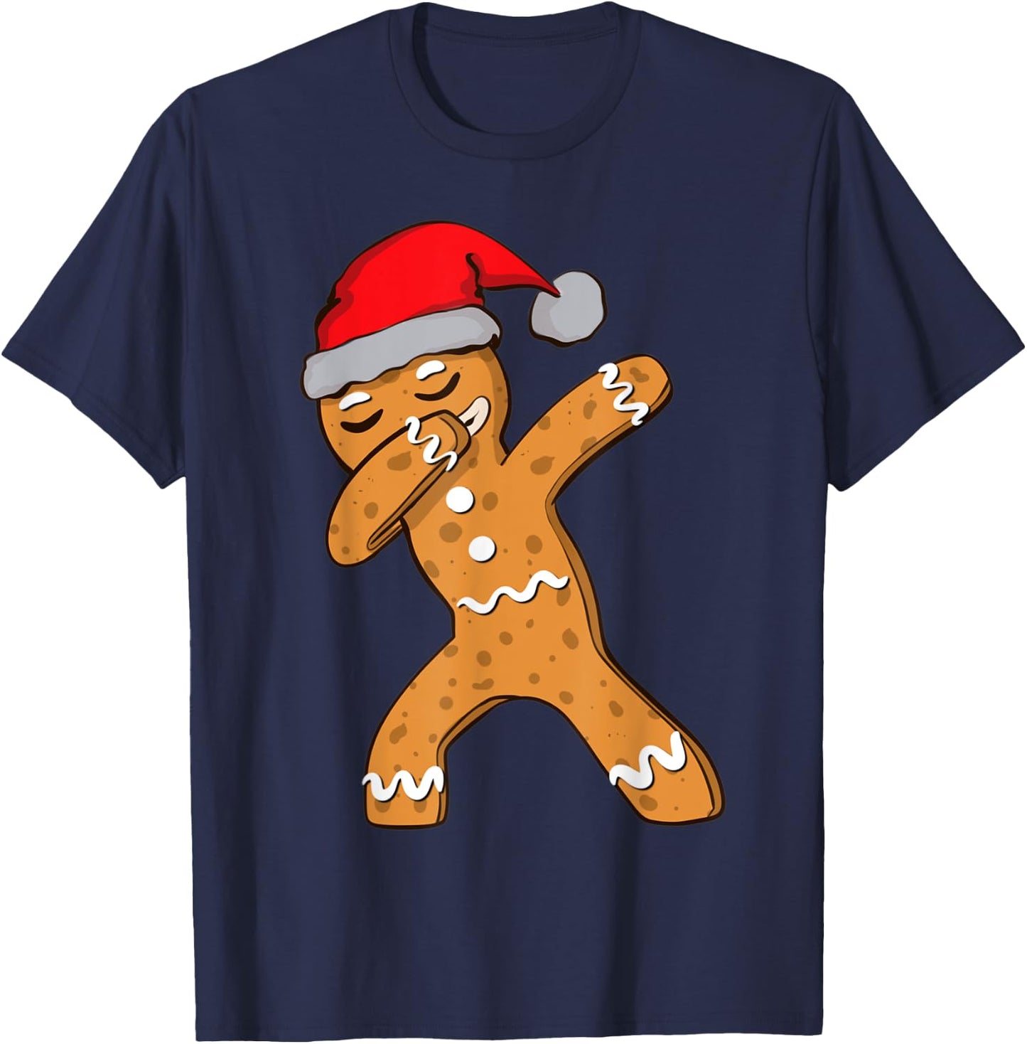 Kids Dabbing Dab Gingerbread Man Xmas Girls Boys Christmas T-Shirt - T-Shirt | Navy