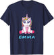 Emma unicorn name baby child girl sits cute toddler T-Shirt - T-Shirt | Navy
