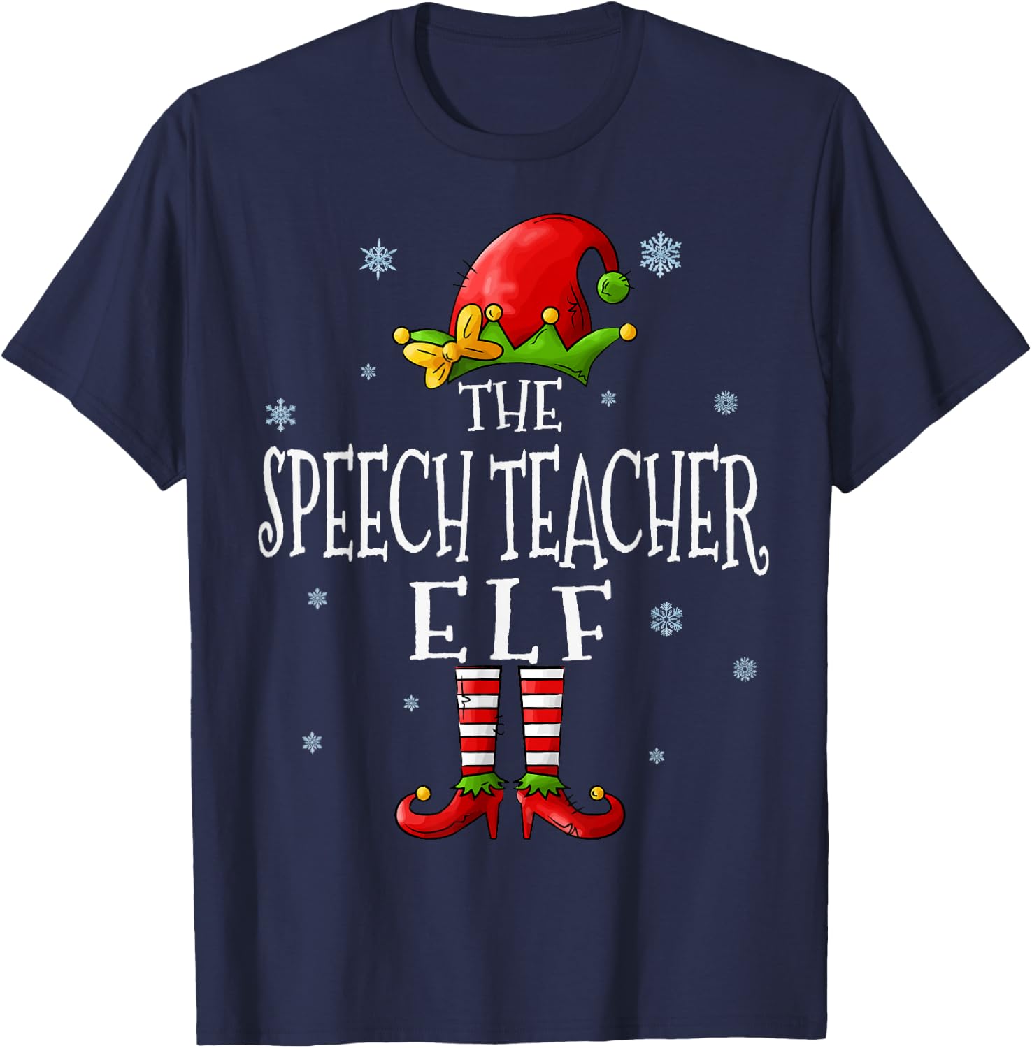 The Speech Teacher Elf Squad Funny Groupe Matching Christmas T-Shirt - T-Shirt | Navy