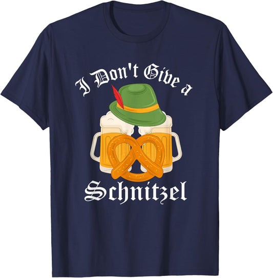 I Don't Give A Schnitzel German Oktoberfest Beer Festival T-Shirt - T-Shirt | Navy