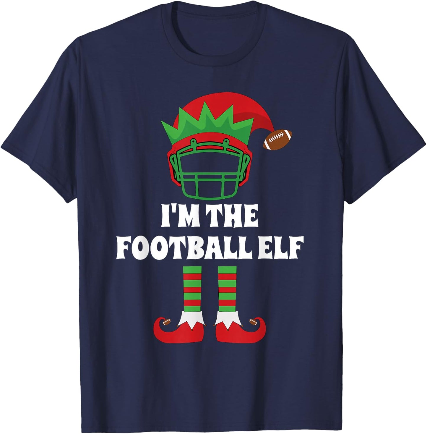 The Football Elf Matching Family Group Christmas Party Elf T-Shirt - T-Shirt | Navy