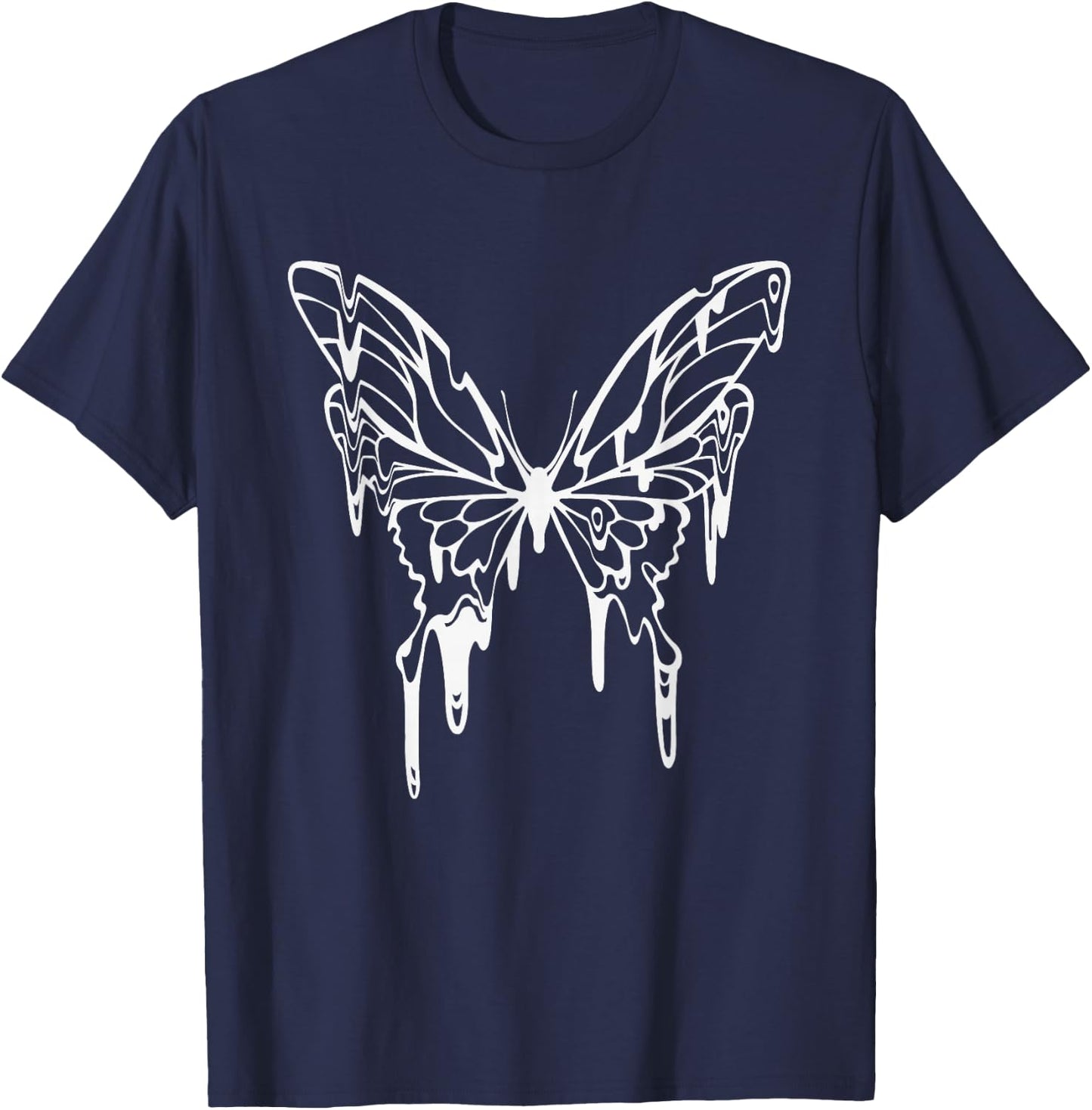 Fairycore Fairy Grunge Goth Tattoo Style Melting Butterfly T-Shirt - T-Shirt | Navy