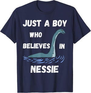 Just A Boy Who Believes In Nessie Loch Ness Boys T-Shirt - T-Shirt | Navy