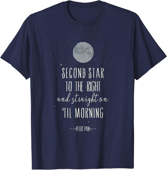 Disney Peter Pan Second Star To The Right Moon & Stars T-Shirt - T-Shirt | Navy