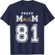 Custom Proud Football Mom Number 81 Personalized T-Shirt - T-Shirt | Navy