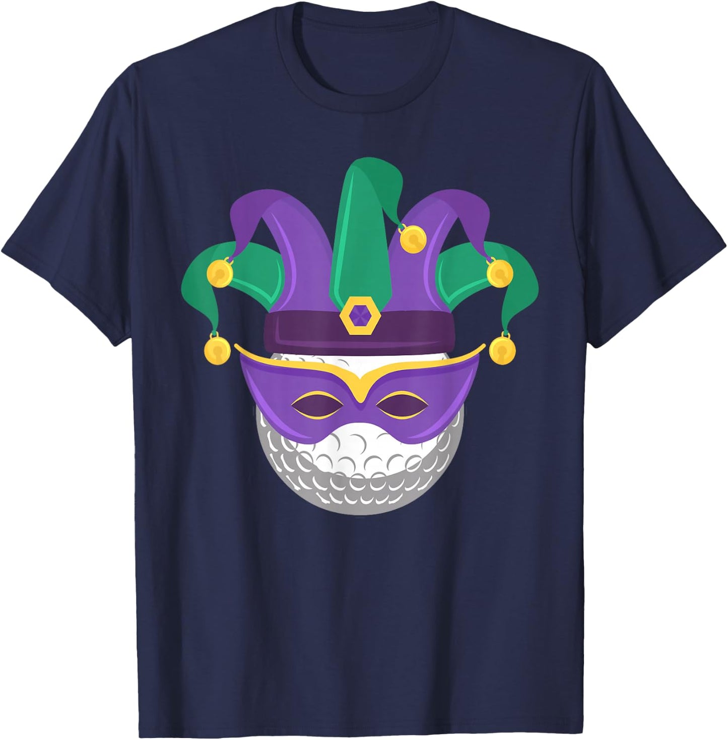 Mardi Gras Golf Ball Carnival Themed Golfing Tournament T-Shirt - T-Shirt | Navy
