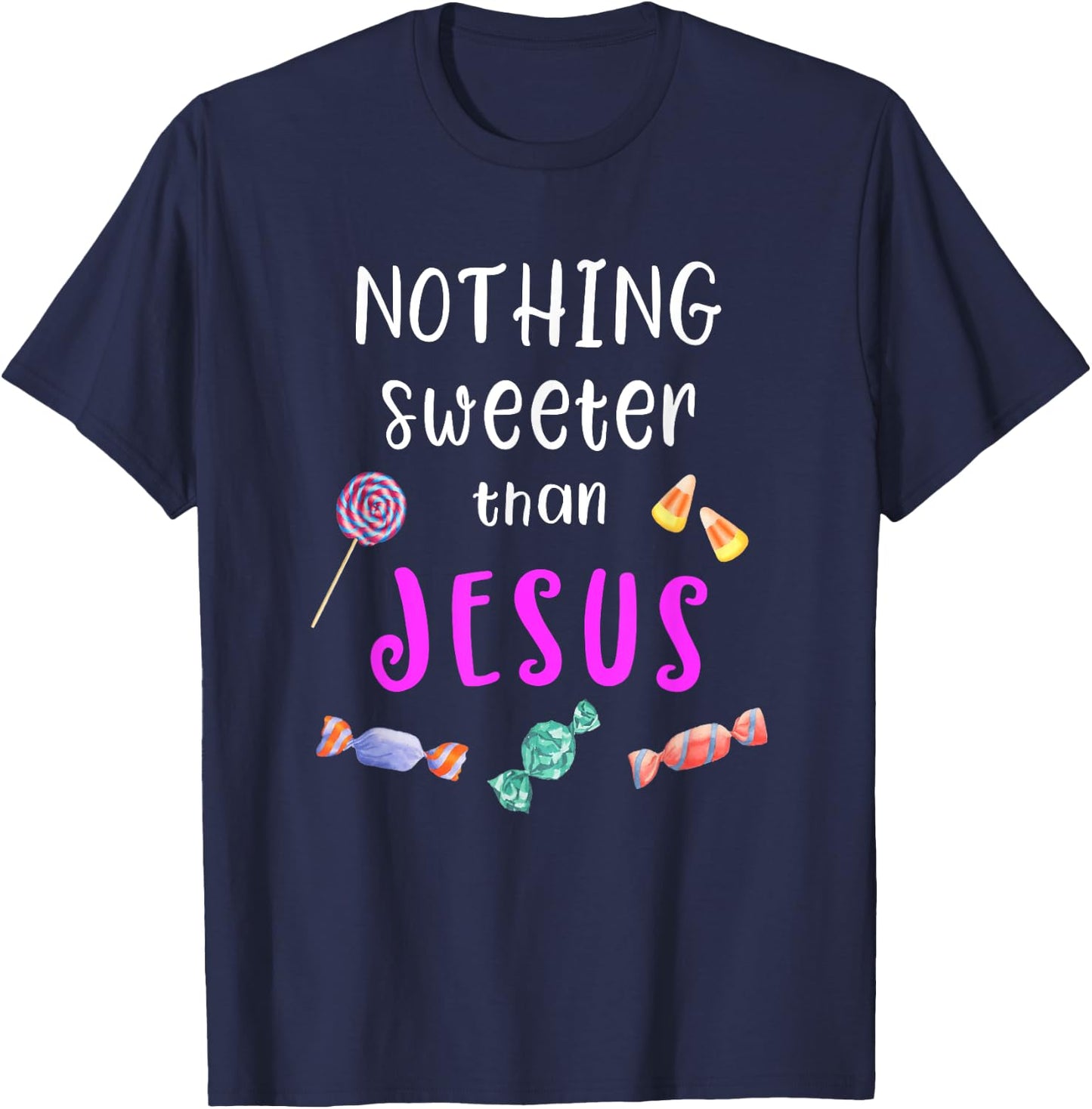 Cute Christian Gift, Jesus Trunk Or Treat Candy T-Shirt - T-Shirt | Navy