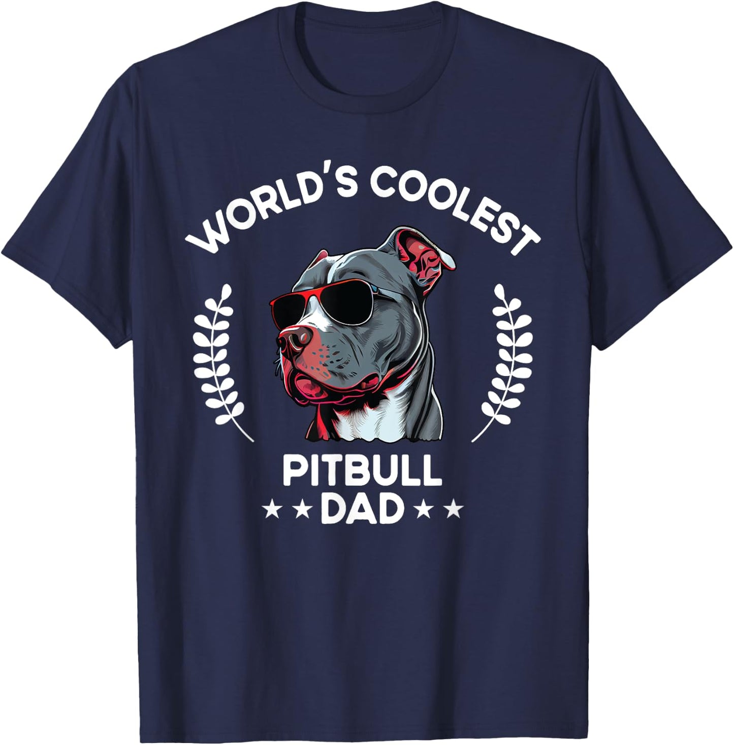 World's Coolest Dog Dad Papa - Men Pitbull T-Shirt - T-Shirt | Navy