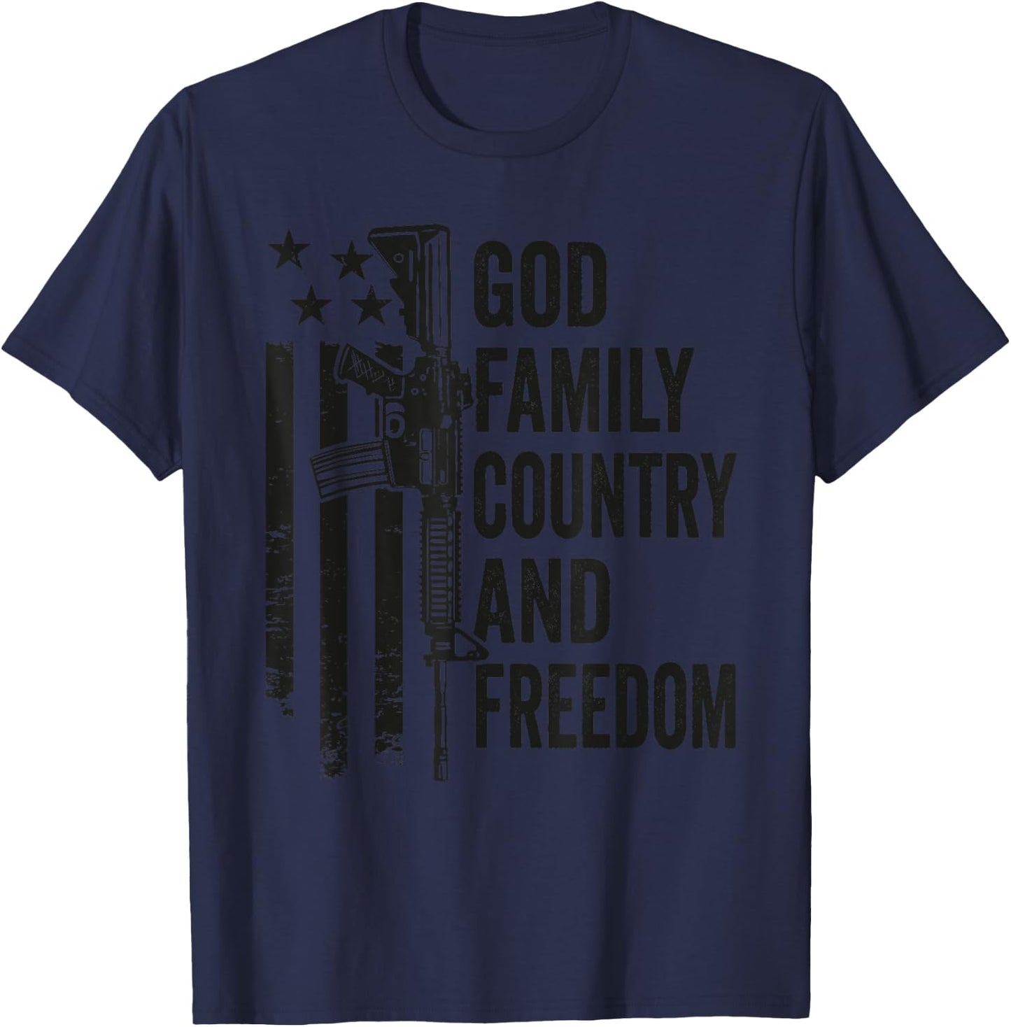 God Family Country Freedom - AR15 Pro Gun 2nd Amendment T-Shirt - T-Shirt | Navy