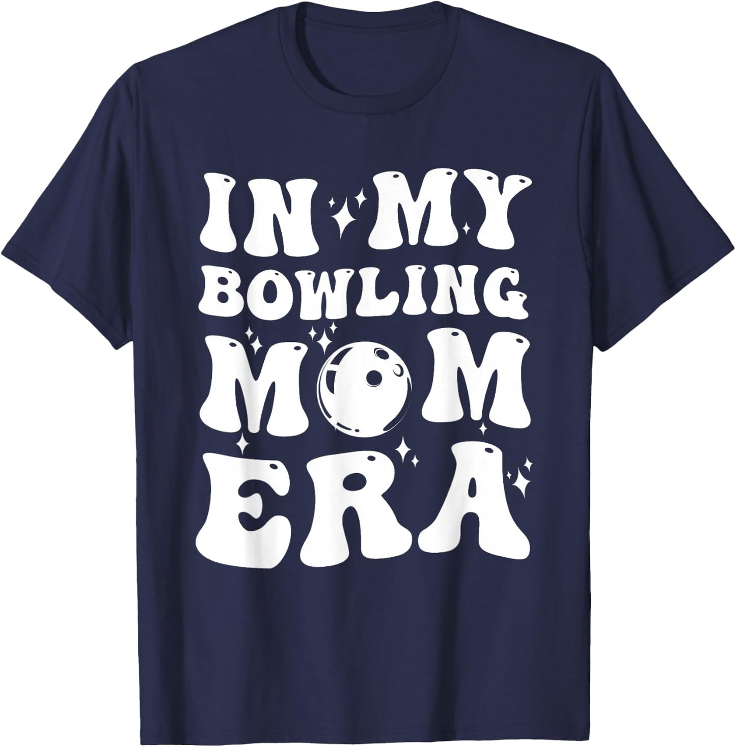 In My Bowling Mom Era Groovy Funny Mama Mothers Day T-Shirt - T-Shirt | Navy