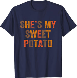 Set Couples Thanksgiving She's My Sweet Potato I Yam T-Shirt - T-Shirt | Navy