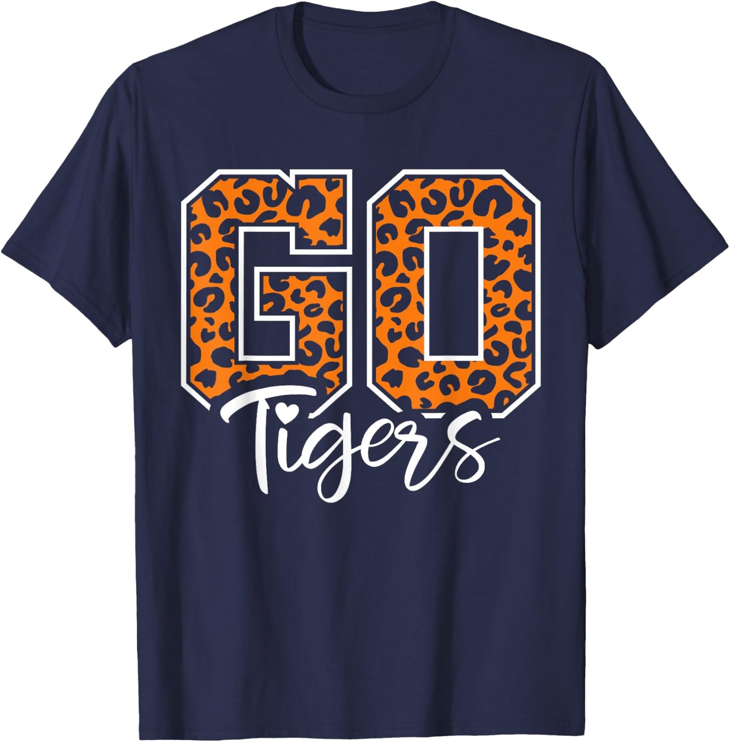 Tigers School Sports Fan Team Spirit Mascot Cute Heart T-Shirt - T-Shirt | Navy
