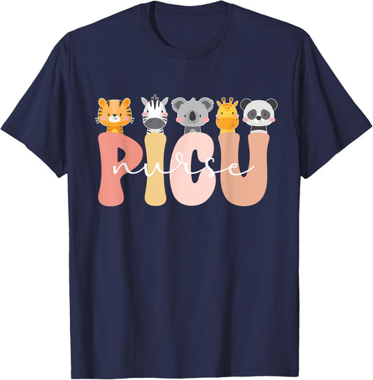 Cute PICU Nurse Pediatric Intensive Care Unit T-Shirt - T-Shirt | Navy