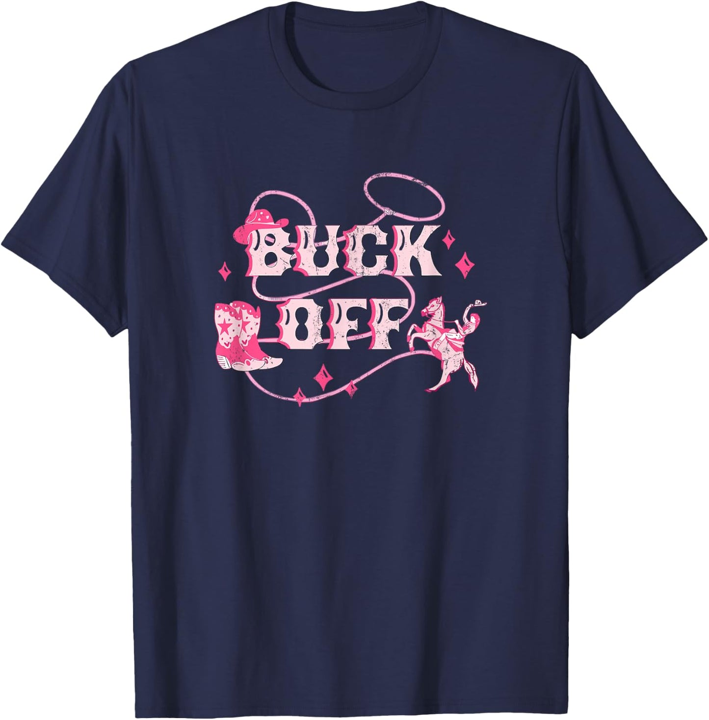 Retro Buck Off Western Country Rodeo Cowboy Horse Riding T-Shirt - T-Shirt | Navy