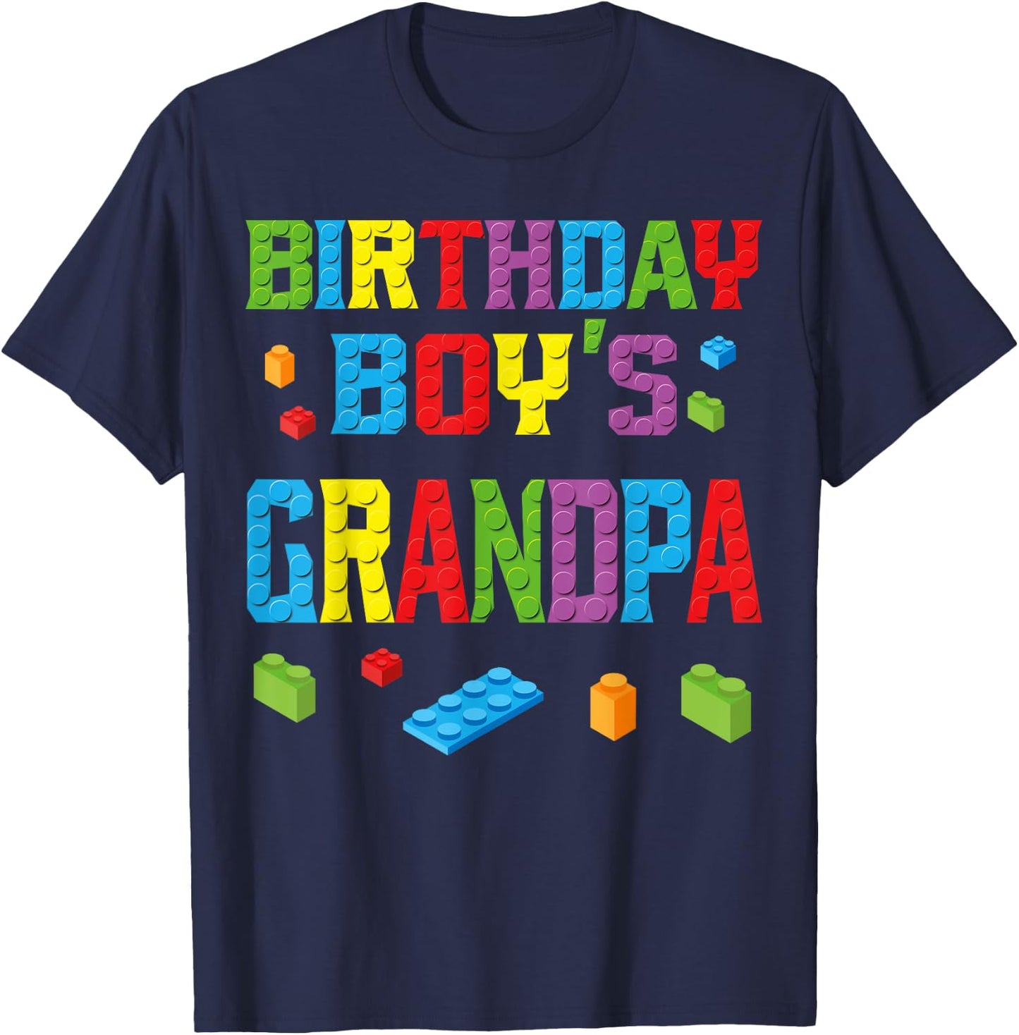Master Builder Birthday Boy's Grandpa Building Bricks Blocks T-Shirt - T-Shirt | Navy