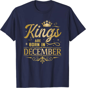 This King Was Born In December Funny Birthday Celebration T-Shirt - T-Shirt | Navy
