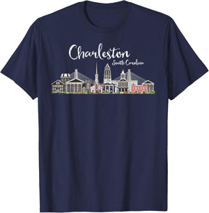 Charleston Palmetto Tree South Carolina Vacations Camping T-Shirt - T-Shirt | Navy