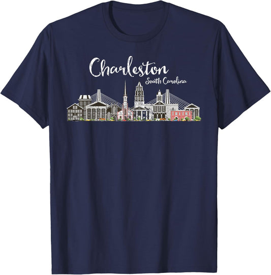 Charleston Palmetto Tree South Carolina Vacations Camping T-Shirt - T-Shirt | Navy
