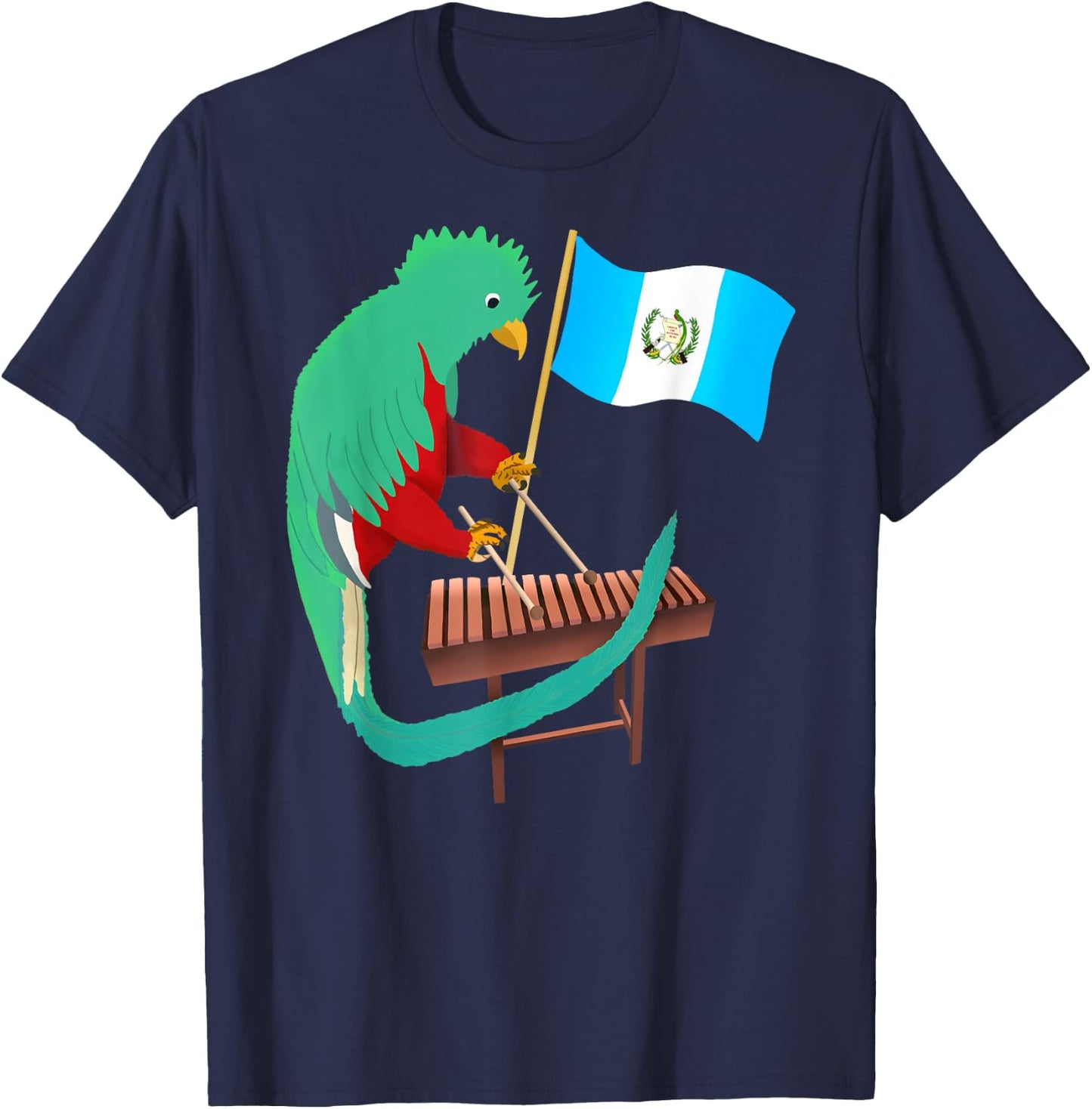 Guatemala Quetzal Chapin Antigua Guate Flag Tikal Marimba T-Shirt - T-Shirt | Navy