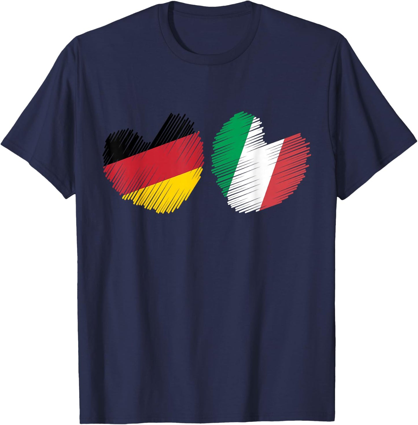 Germany Italy Heart German Flag Italian Flag Grunge Heart T-Shirt - T-Shirt | Navy