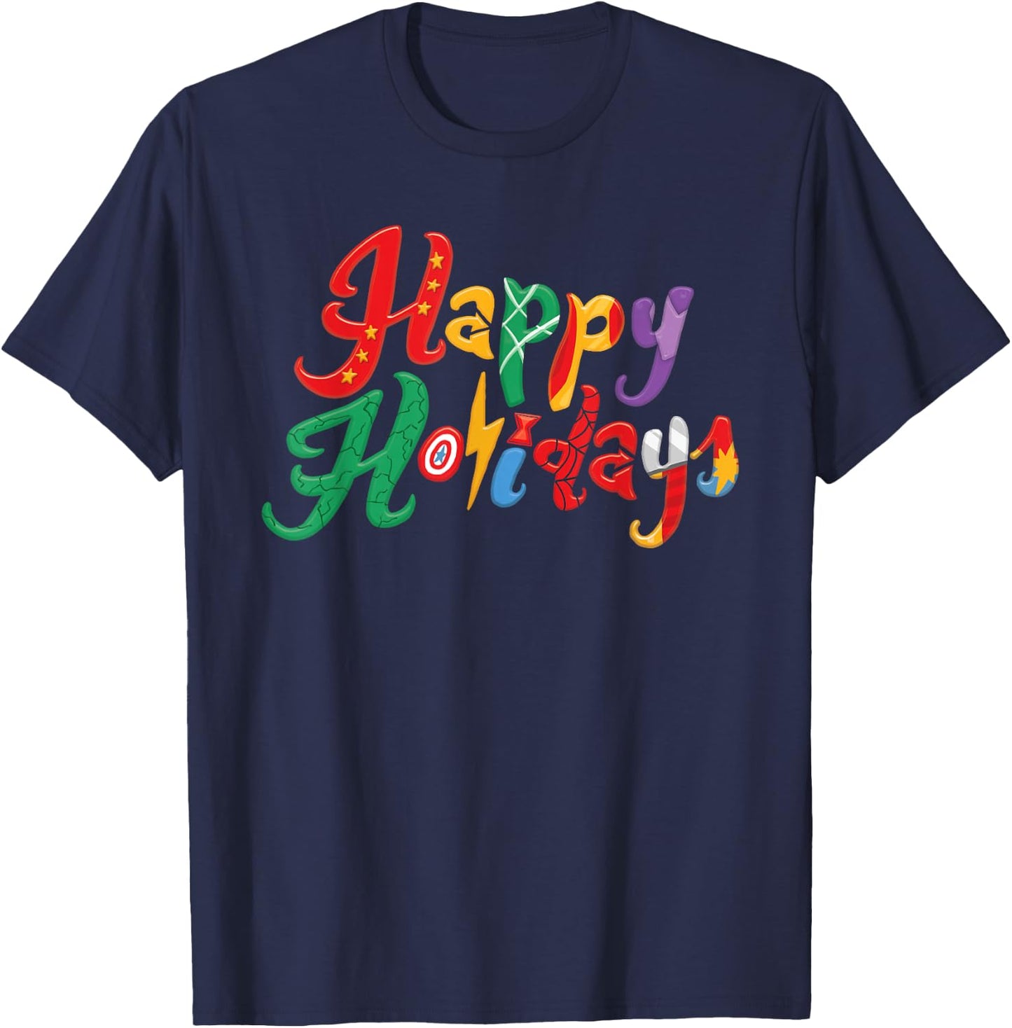 Marvel Avengers Happy Holidays T-Shirt - T-Shirt | Navy