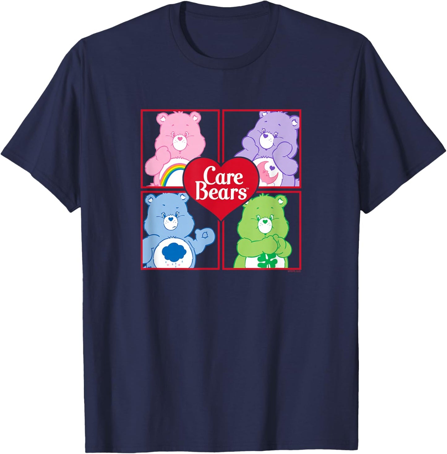 Care Bears Four Block Bears Heart Logo Retro Cartoon T-Shirt - T-Shirt | Navy