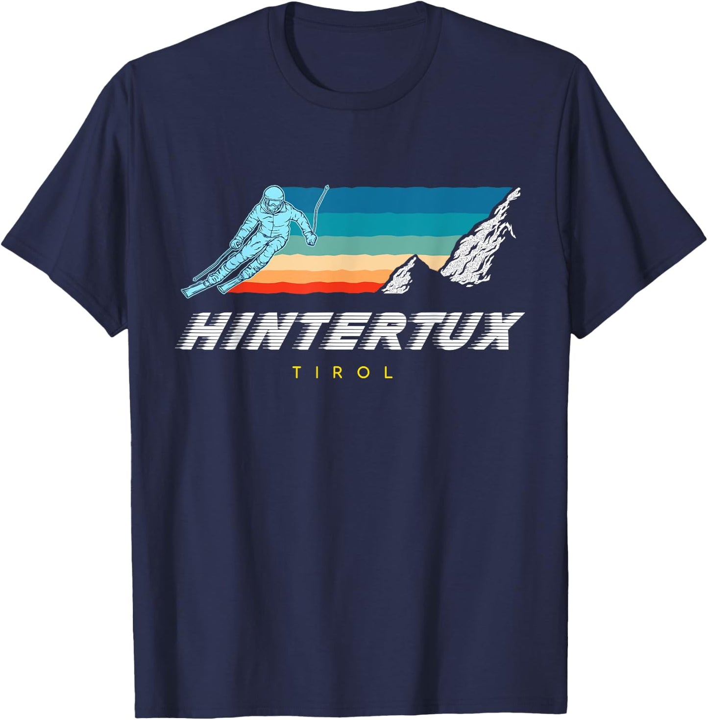 Hintertux Tyrol - Austria Retro 80s Ski Holidays T-Shirt - T-Shirt | Navy