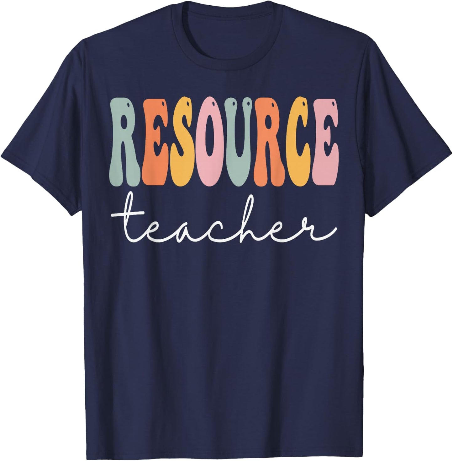 Resource Teacher Groovy Appreciation Day Back To School T-Shirt - T-Shirt | Navy