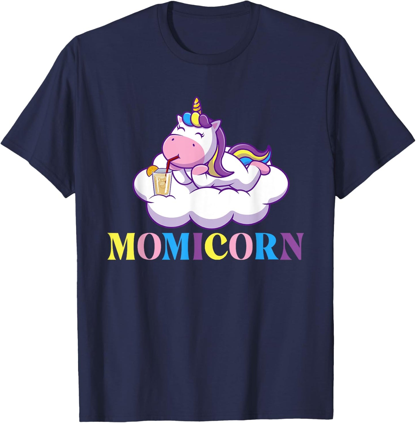 Momicorn - Rainbow Unicorn Mystical Creature Magical T-Shirt - T-Shirt | Navy