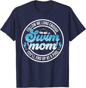 Swim Mom of A Swimmer Mother Funny Swimming Mom Swim Mama T-Shirt - T-Shirt | Navy