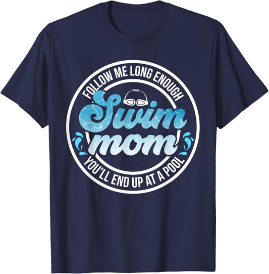 Swim Mom of A Swimmer Mother Funny Swimming Mom Swim Mama T-Shirt - T-Shirt | Navy
