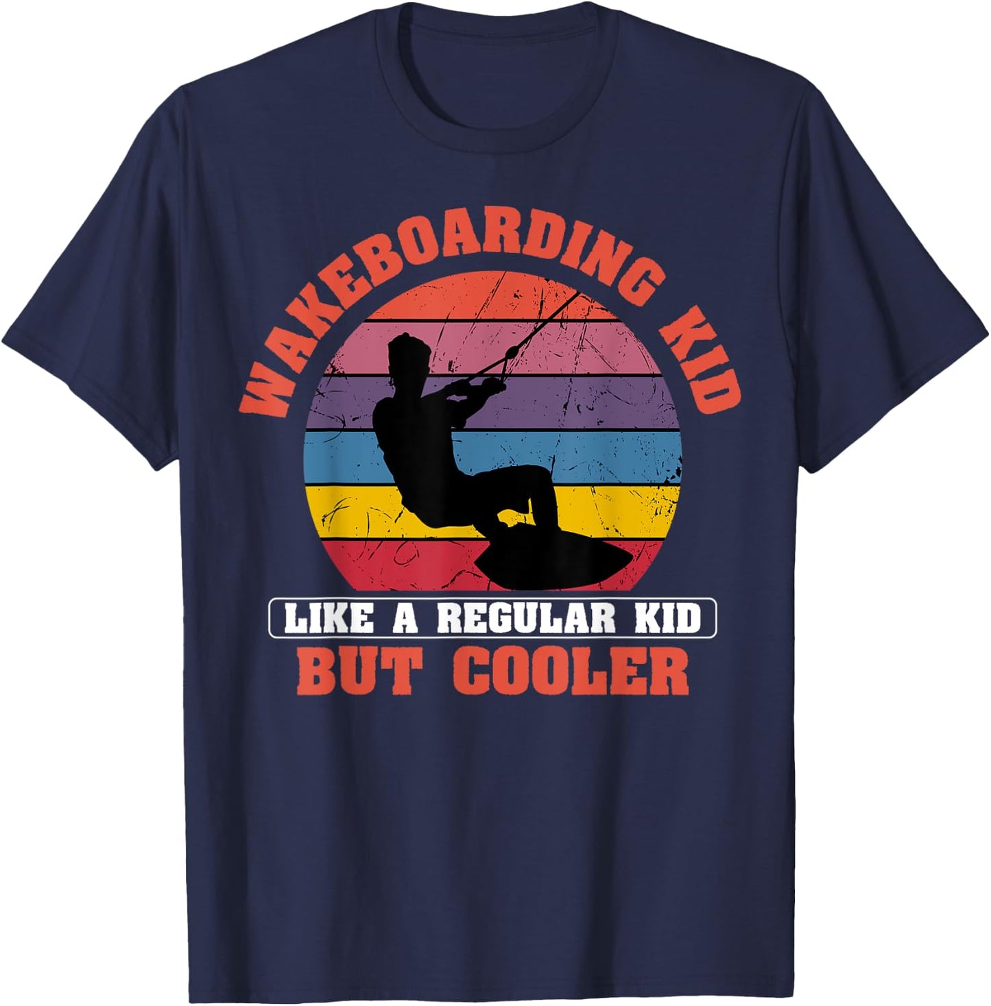 Wakeboarding Kid Retro Vintage Waterskiing Wakeboarder Sport T-Shirt - T-Shirt | Navy